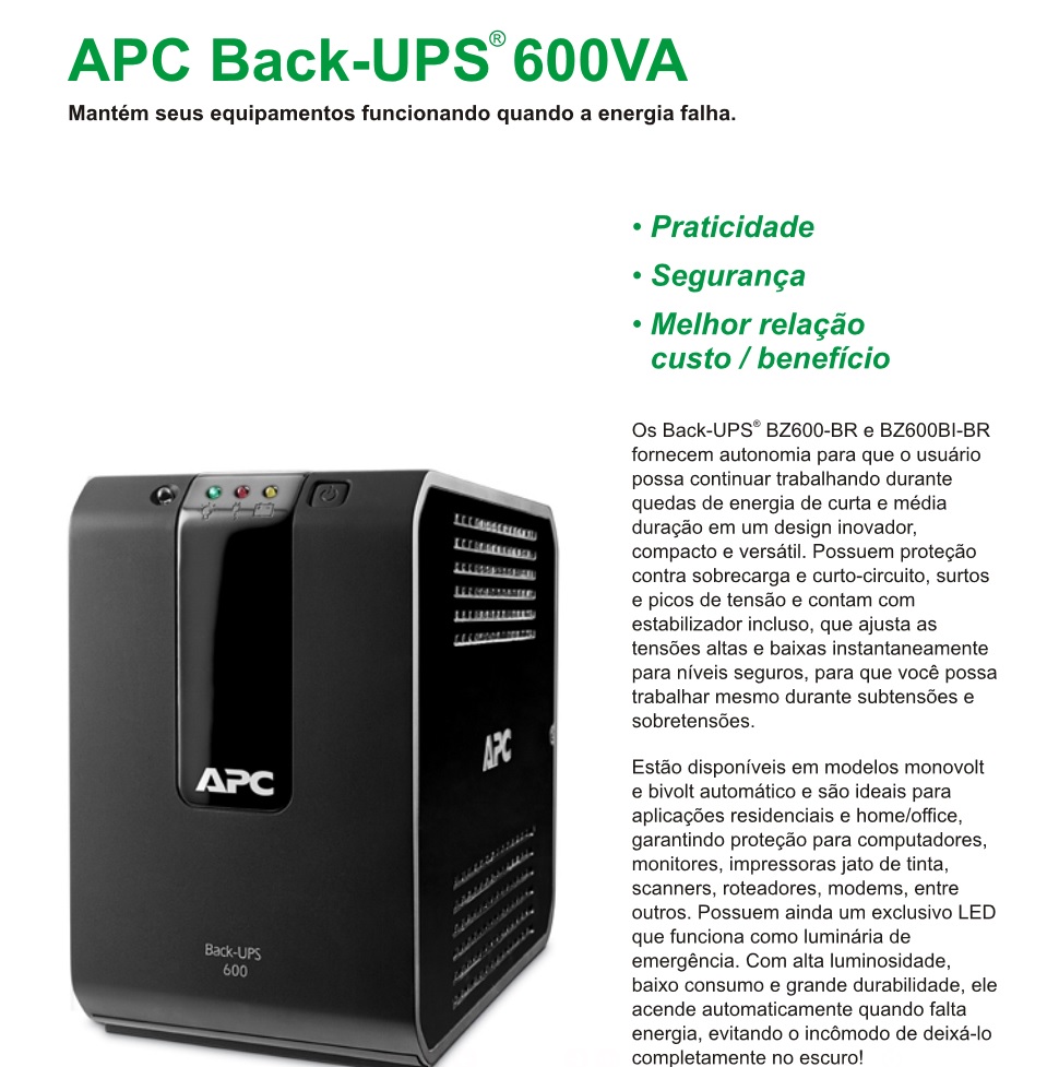 nobreak back-ups apc 600va